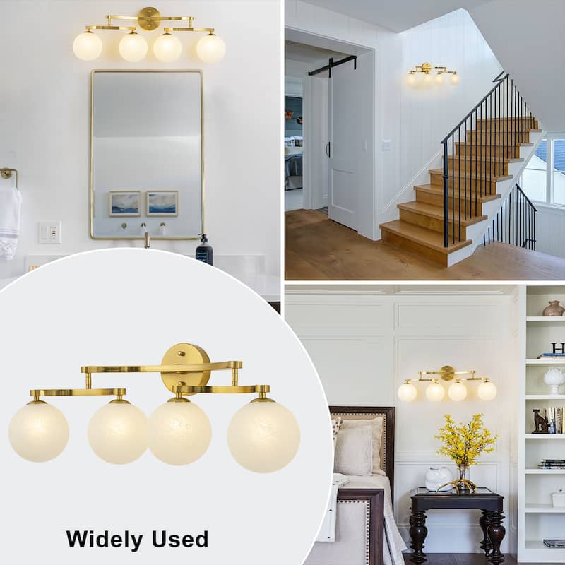 Modern Vanity Light with Frosted Seeded Glass Globes for Bathroom