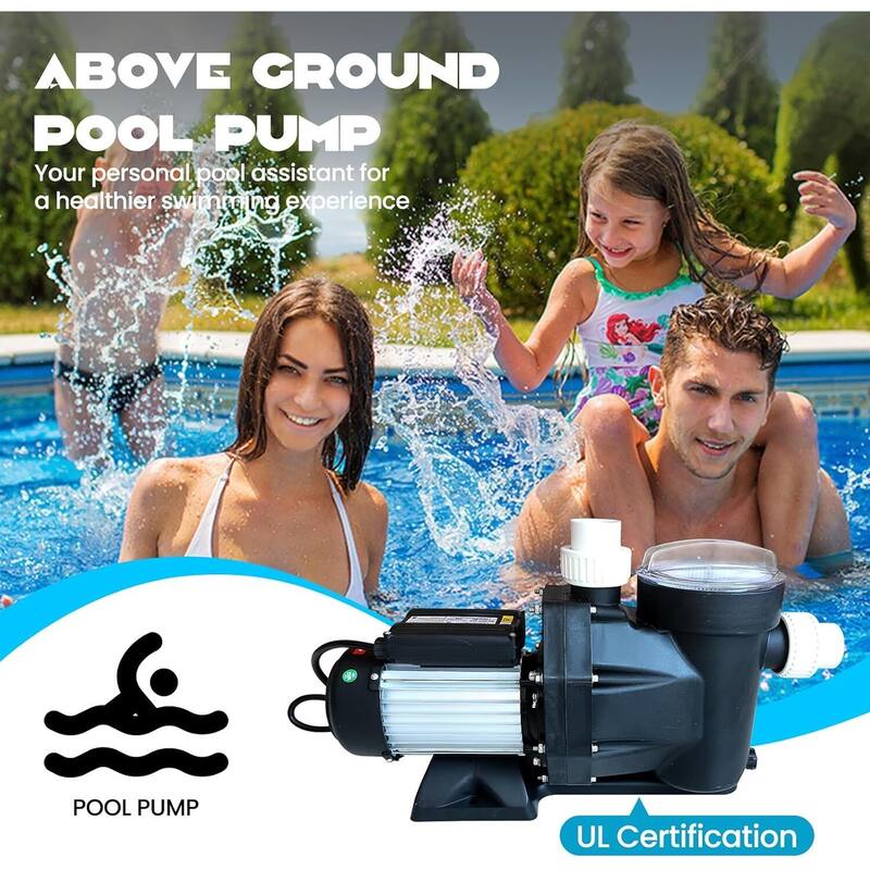 1.5HP Pool Pump, 110V Single Speed ​​Pump with Connectors, Strainer Basket (1.5HP, 110V)