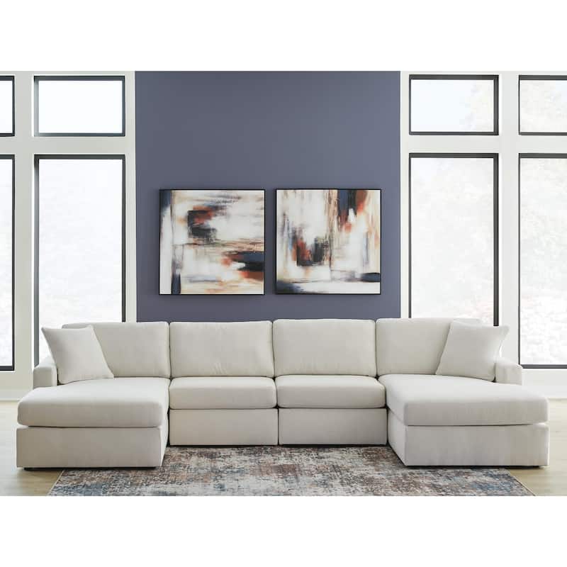 Signature Design by Ashley Modmax 4-Piece Double Chaise Sectional - 142"W x 68"D x 36"H - White
