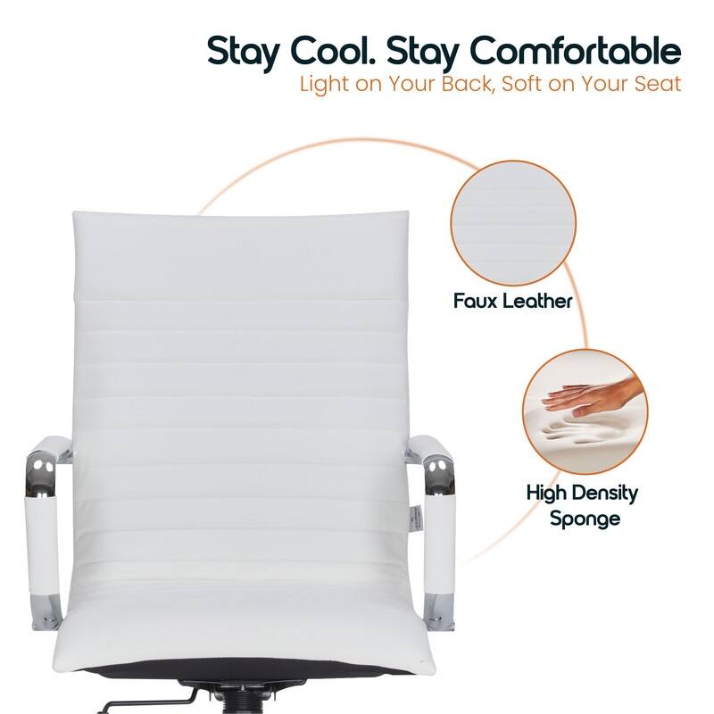 Harris Modern High-Back Leather Executive Office Chair with Steel Frame, Adjustable Height, Tilt Lock, & Swivel for Home/Office