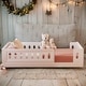 preview thumbnail 15 of 24, Wood Twin Size Platform Bed with Guardrail and Semi-enclosed Fence For Toddler