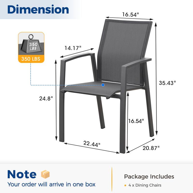 Stacking Aluminum Patio Dining Armchair (Set of 4)