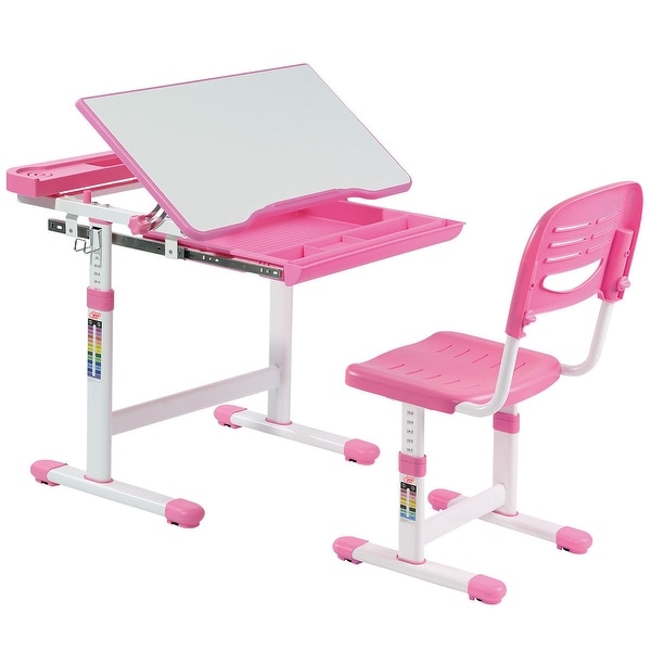 Gymax Height Adjule Children S Desk Chair Set Gymax Height Adjule Children X27 S Desk Chair Set Multifunctional Study Drawing Pink