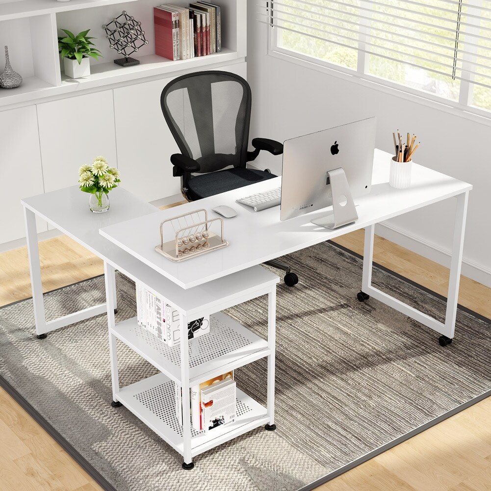 L Shaped Computer Desk Rotating Corner Workstation Table Bed Bath Beyond 33115400