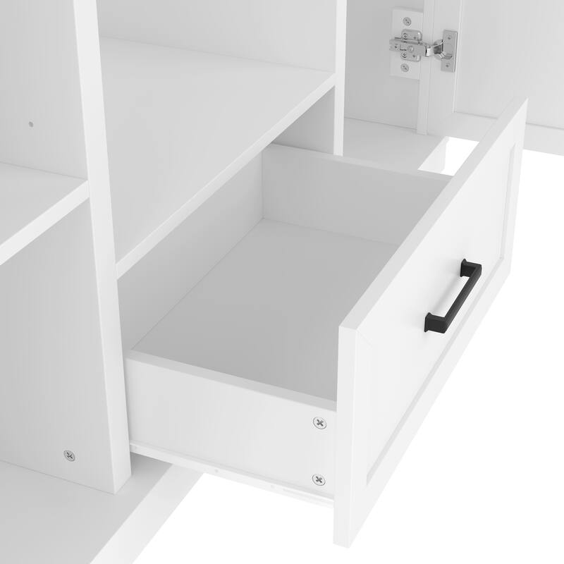 85.2 Inch Modern Hall Tree with Bench 3 Hooks and Adjustable Shelves