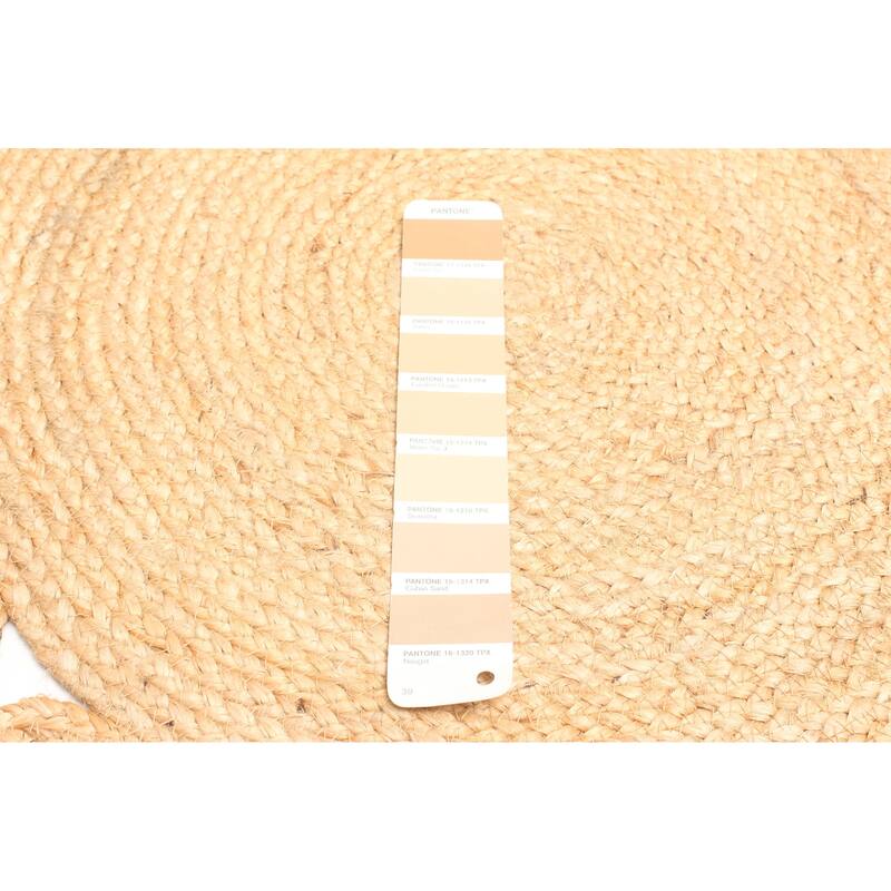 ECARPETGALLERY Braided Weave Palas Denizli Tan Jute Rug - 3'0 x 3'0