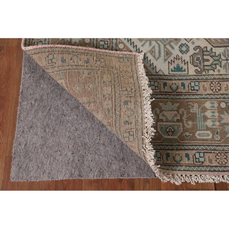 Hand Knotted Oriental 100% Wool Carpet Traditional Medallion Pink Tabriz Area Rug - 9' 5'' X 6' 5''