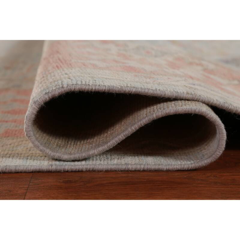 Hand Knotted Oriental 100% Wool Carpet Transitional All-Over Navy Blue & Blues Oushak Area Rug - 12' 0'' X 9' 0''