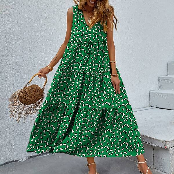 slim fit dress slacks Green Leopard Maxi