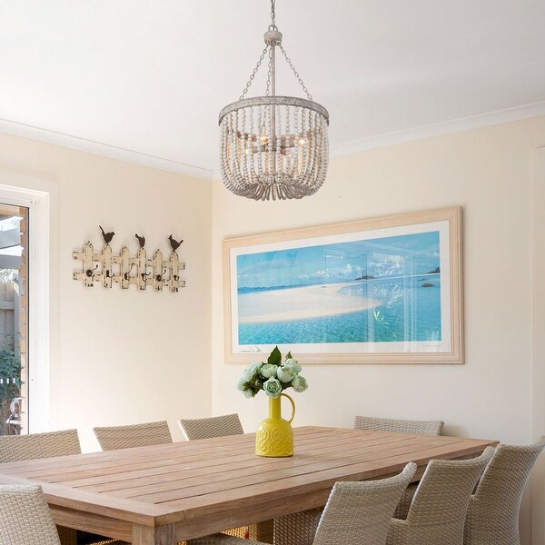 Wood beaded ceiling light best sale
