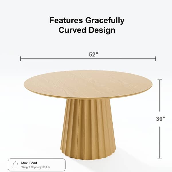 dimension image slide 9 of 10, Solid Wood Round Dining Table for 4-8 People Nordic style