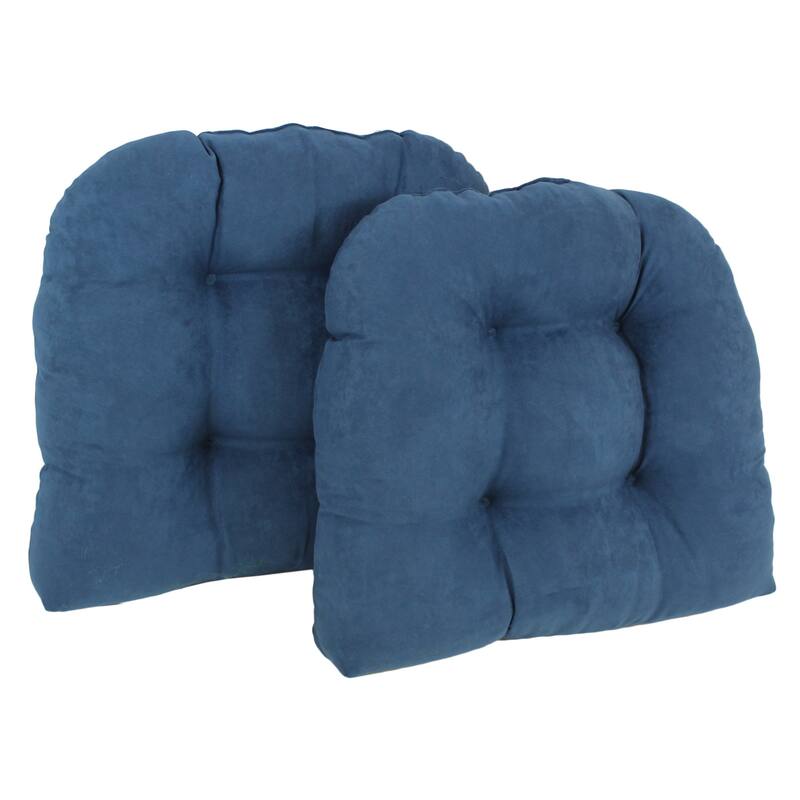 19-inch U-Shaped Microsuede Chair Cushion (Set of 1, 2, or 4) - Set of 2 - Indigo