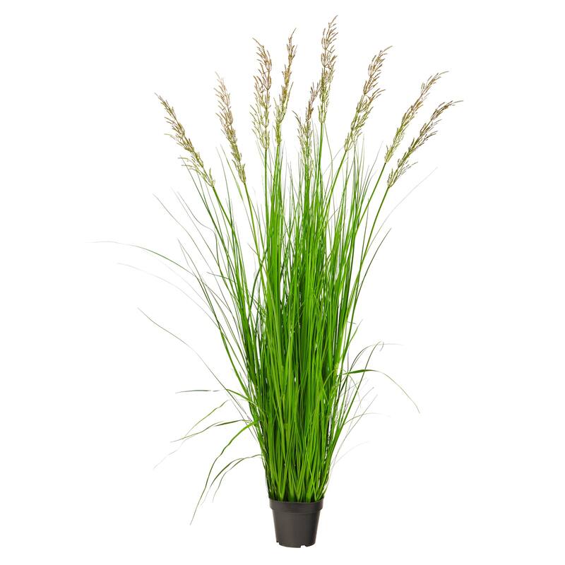Artificial Plume Grass Plant 5.5Ft Indoor Decor, Lush Green Foliage Fountain Plant, Stylish Home Accent