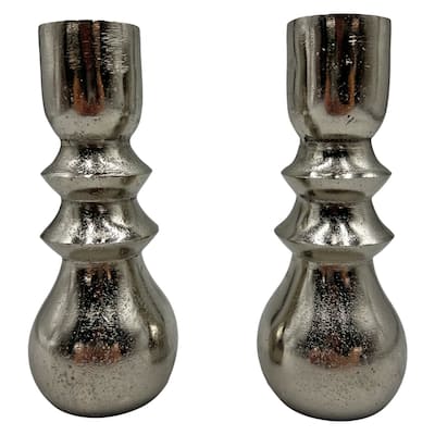 7 Inch Decorative Handmade Aluminum Modern Candle holder Set of 2 - 3 x 3 x 6.5 in