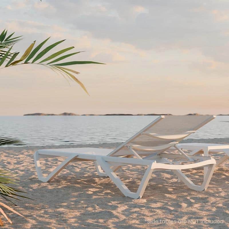 Furnish Theory Seabreeze Deck Patio Sunlounger Sun Lounger Lounge Chair Sling Chaise Lounger (Various Frame & Mesh Colors)