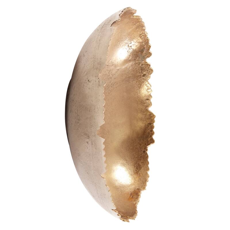 Silver Orchid Round Decorative Broken Edge Metal Bowl