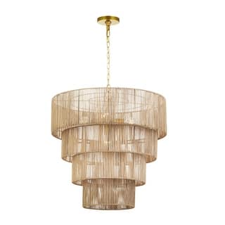 KAWOTI Width 26" 5-Light 4-Tiered Bohemian Pendant Light