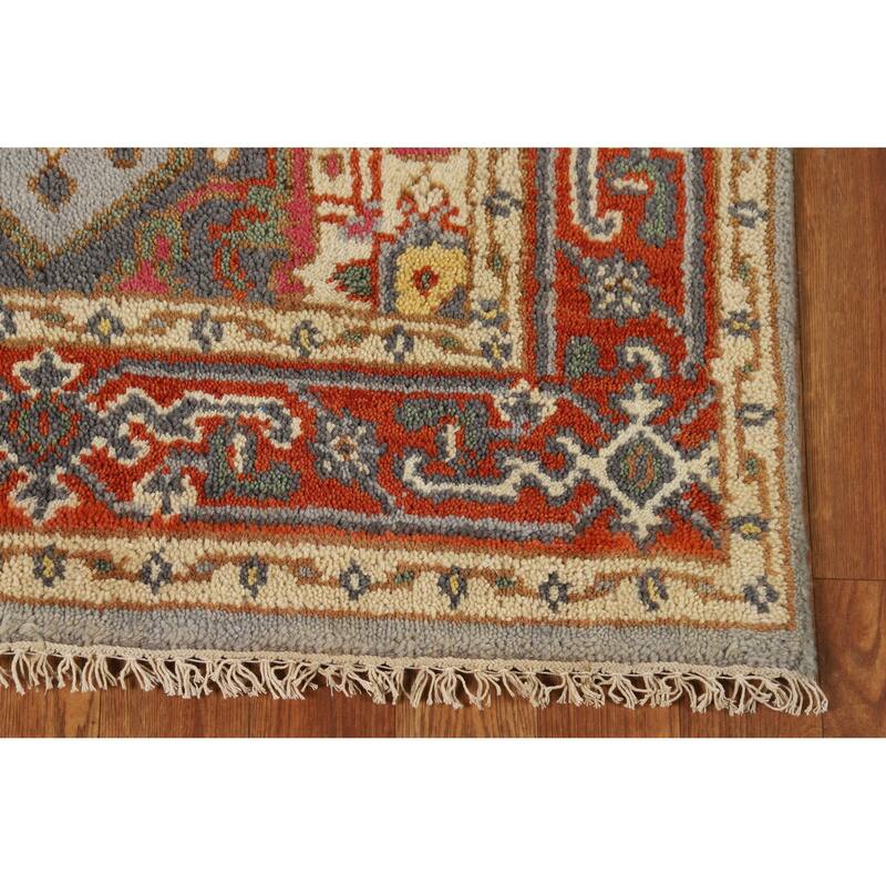 Hand Knotted Oriental 100% Wool Carpet Traditional Medallion Greys & Charcoal Heriz (serapi) Area Rug - 4' 11'' X 3' 0''