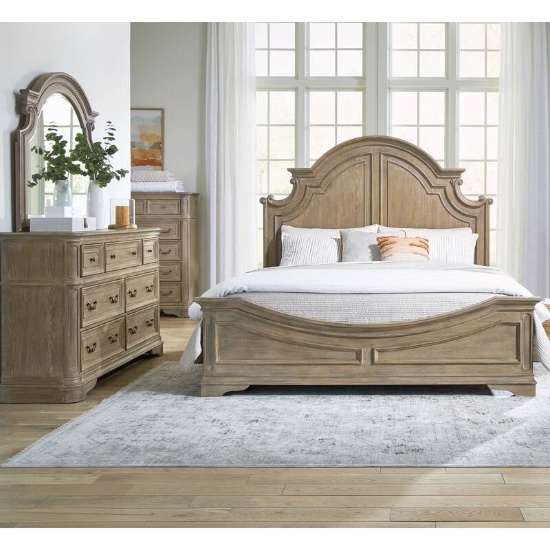 Liberty Furniture Magnolia Manor Panel Bed, Bresser, Mirror, and Chest - California King, King or Queen