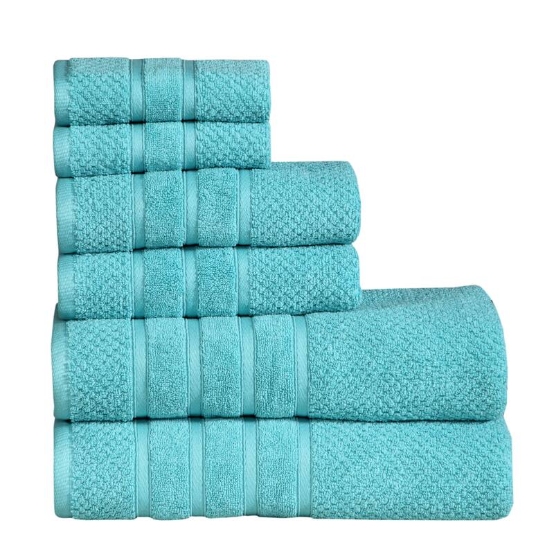 Luxurious Absorbent 650 GSM Combed Cotton 6-piece Towel Set - Aqua