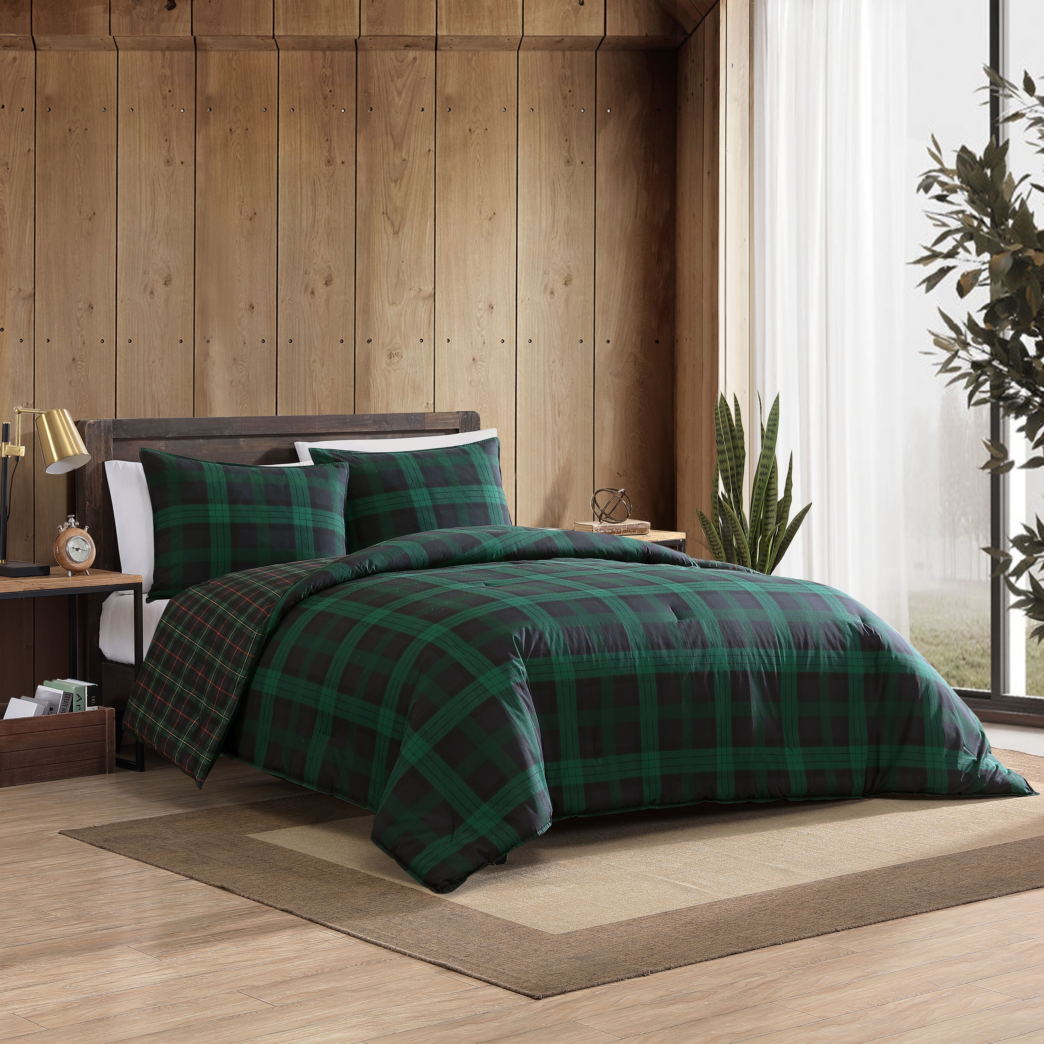 Eddie Bauer Woodland Tartan Green Comforter Set Full Queen
