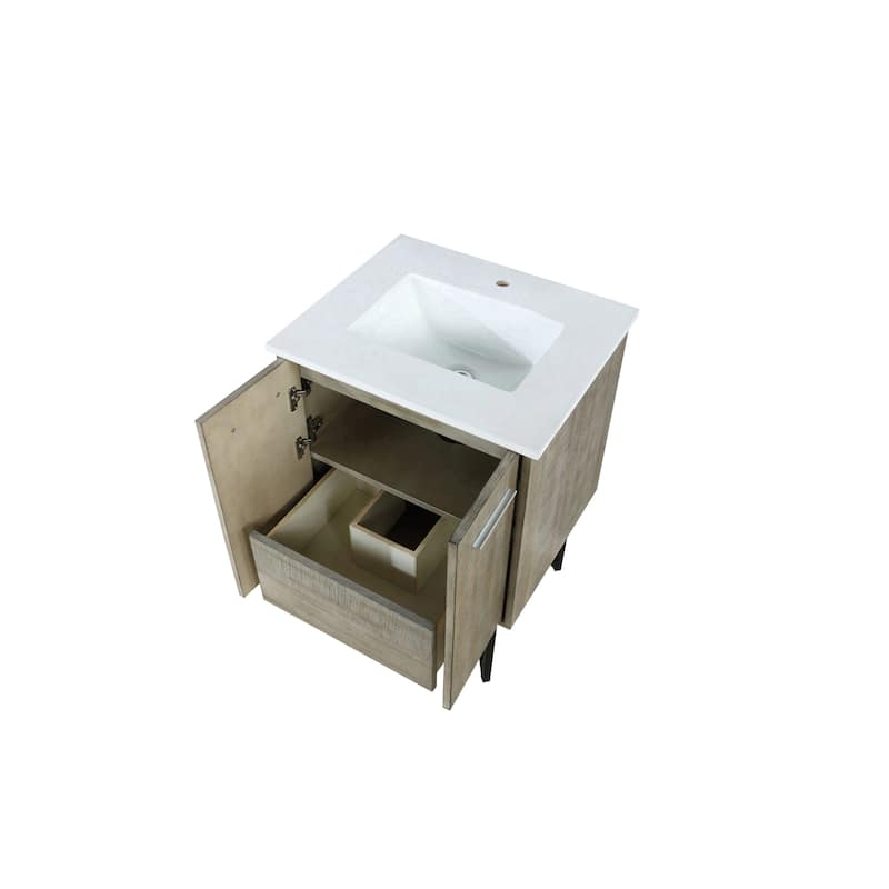 Lancy 24 in W x 20 in D Rustic Acacia Bath Vanity and White Quartz Top