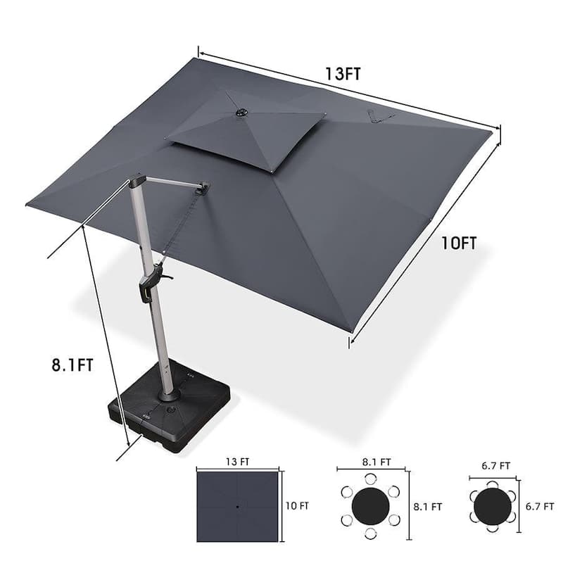 PURPLE LEAF 10 x 13ft Outdoor Rectangle Large Cantilever Umbrella