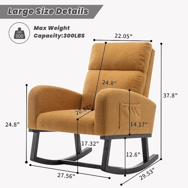 dimension image slide 17 of 18, HOMYKA 28" Wide Rocking Chair for Nursery with Solid Wood Leg