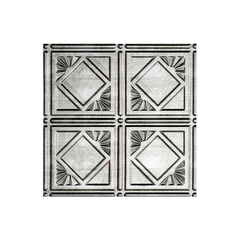 FASÄDE Traditional Style 4 Decorative Vinyl 2ft x 4ft Glue Up Ceiling Panel in Crosshatch Silver (5 Pack) - 12in x 12in Sample - Crosshatch Silver