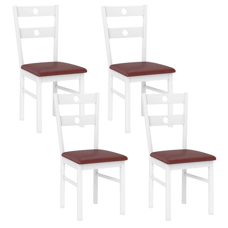 Costway Wood Dining Chairs Set of 2/4 with Rubber Wood Frame, Padded - See Details - White-4 PCS - Set of 4