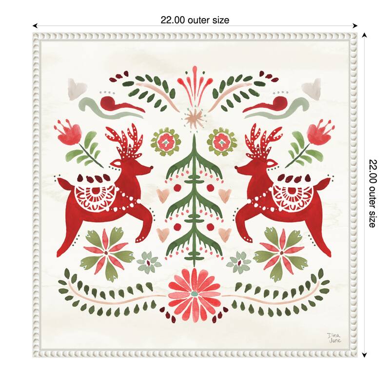 Festive Season II by Dina June (22 x 22 in.), Framed Canvas Wall Art Print - Sylvie Beaded White