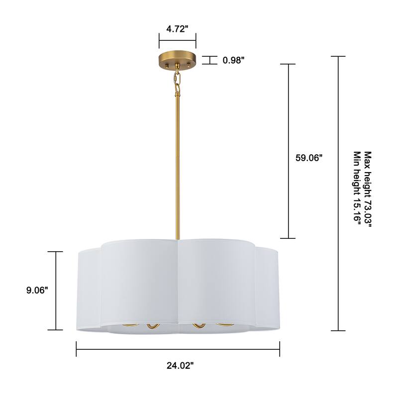6-Light Dimmable Chandelier with Drum Fabric Shade