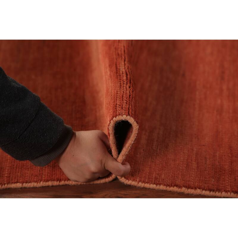 Striped Orange Gabbeh Modern Rug Handmade Wool Carpet - 4'9" x 6'6"