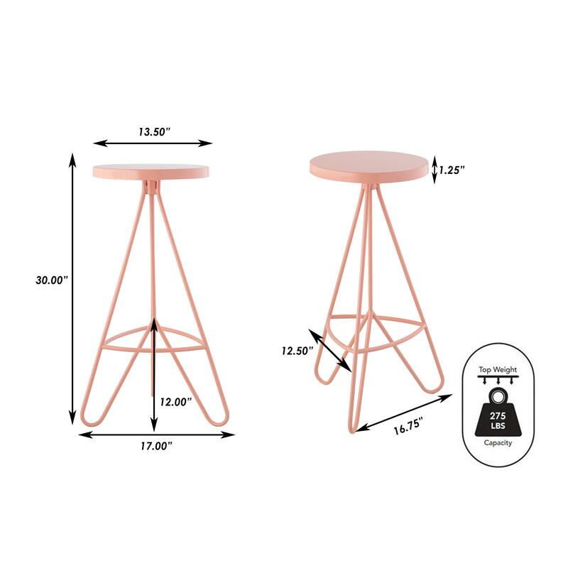 Chronos 30" Modern Industiral Iron Tripod Backless Bar Stool, by JONATHAN Y