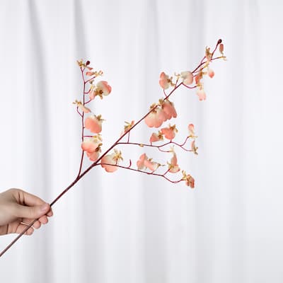 Coral Pink Silk Decorative Artificial Dancing Lady Orchid Faux Flowers(Pack of 1 Branch)