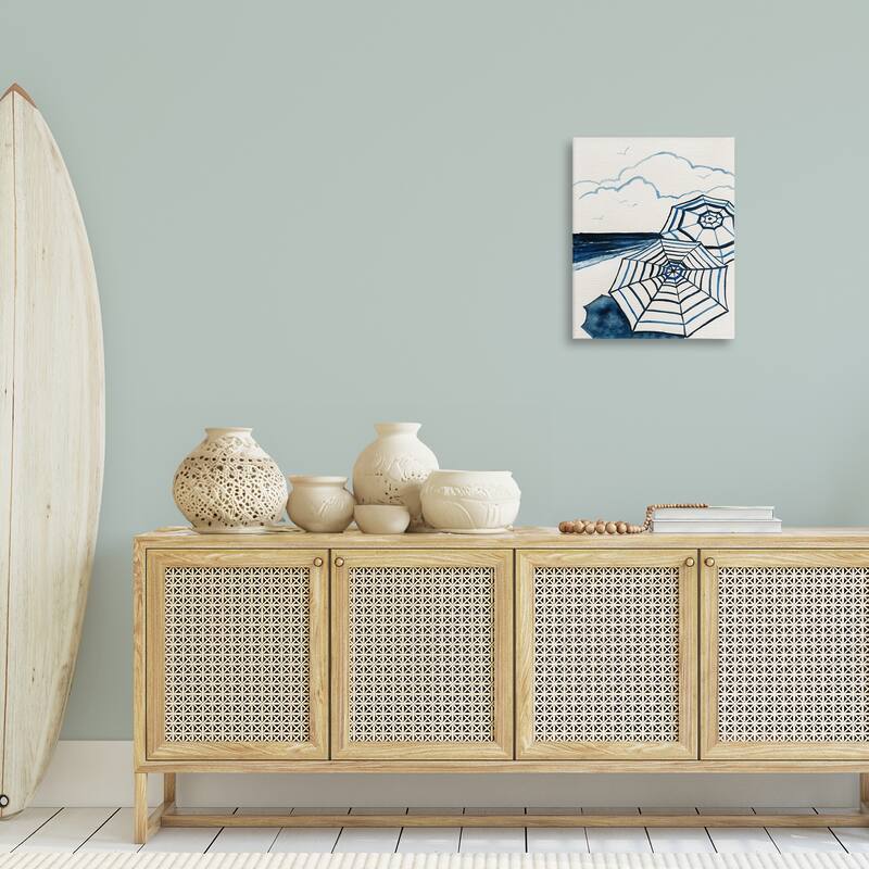 Stupell Umbrellas on Minimal Beach Canvas Wall Art Design By Carol Robinson