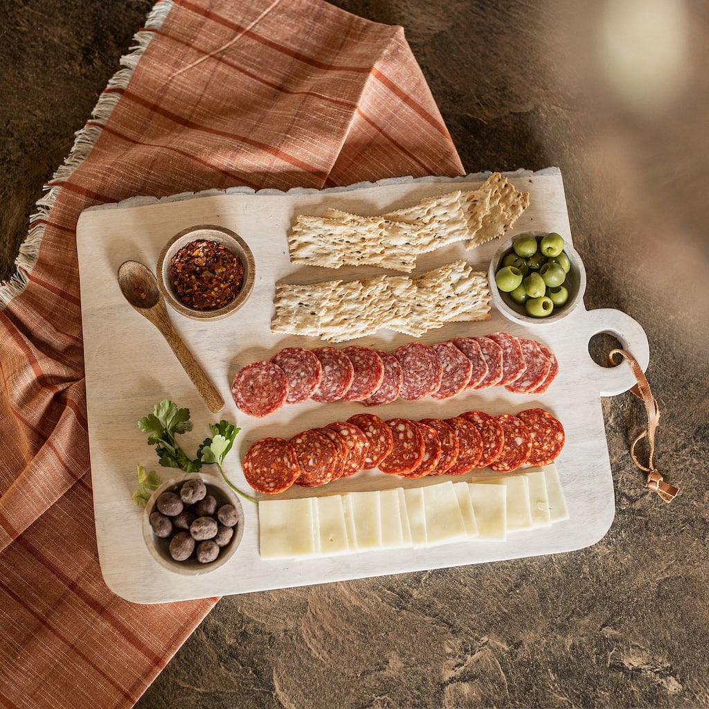 Foreside Home & Garden 16" Whitewash Live Edge Rectangle Cutting Board - 17.75 x 12.5 x 0.75"