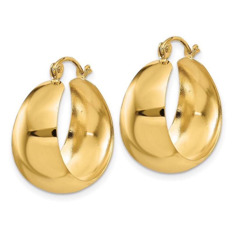 Curata 14k Yellow Gold 10.5x21mm Polished Tapered Hoop Earrings