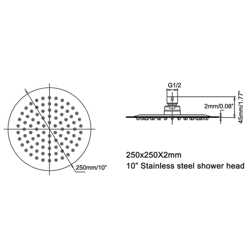 Bathroom Square Round 10/12" Rainfall Air Boost Full Spray Shower Head