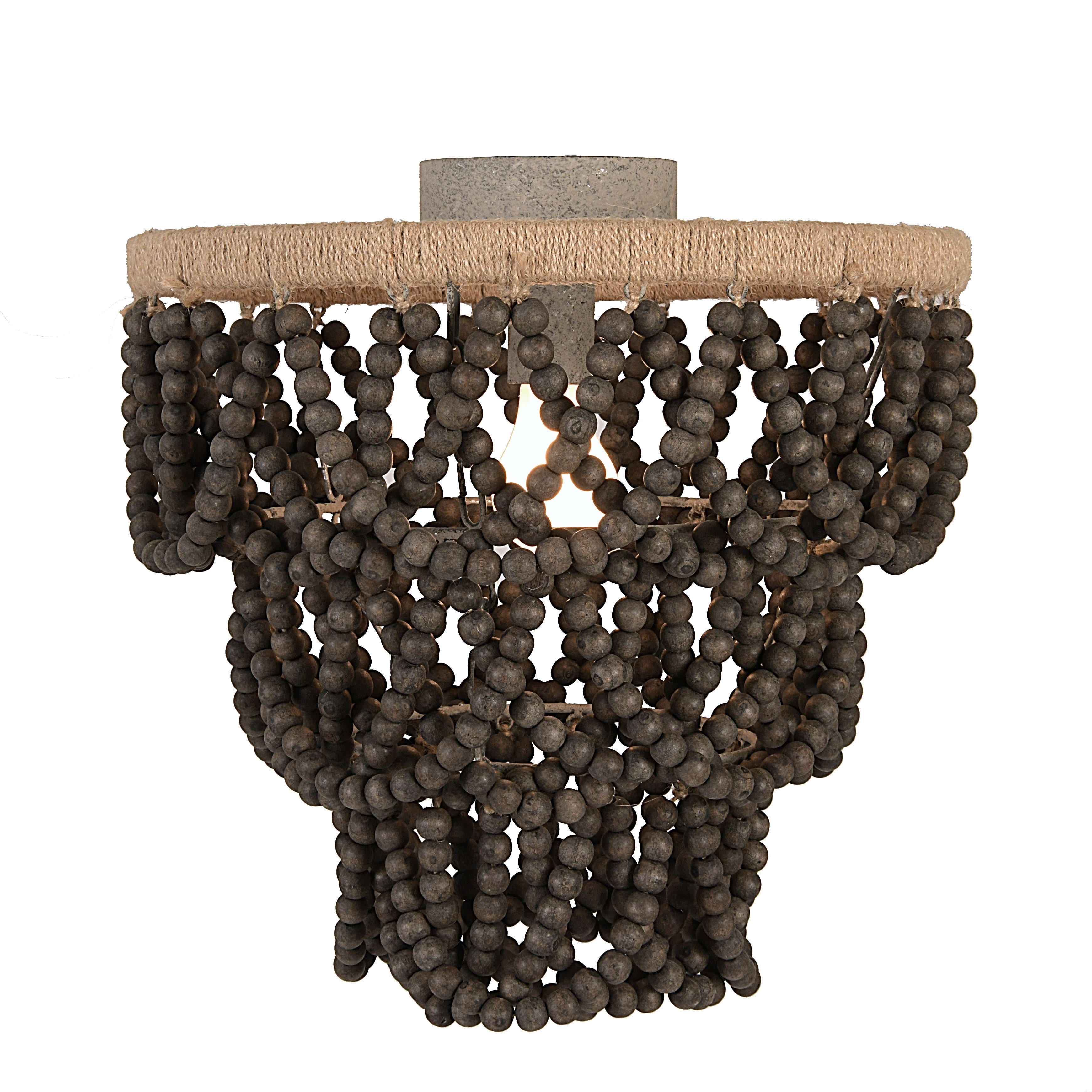 Wood bead chandelier flush mount discount