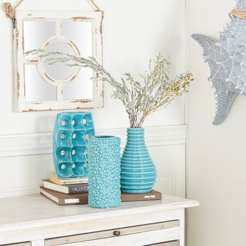 Stoneware Modern Vase (Set of 3) - Blue