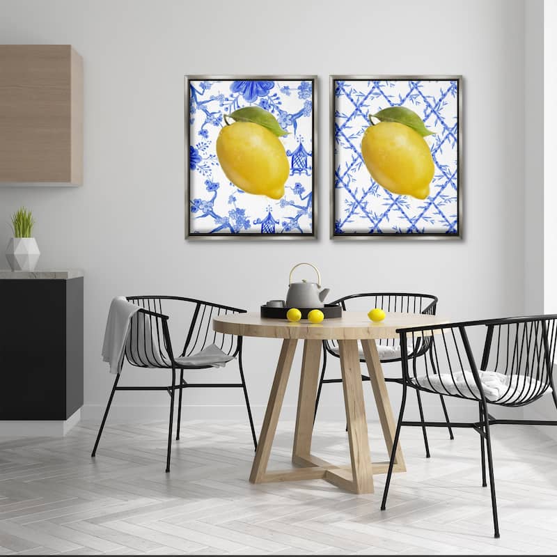 Stupell Classic Chinoiserie Lemons Framed Floater Canvas Wall Art Design By Matthew Piotrowicz (Set of 2)