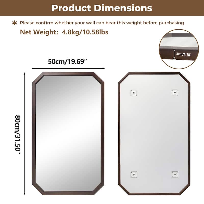 Octagon Panel Black Framed Wall Mirror