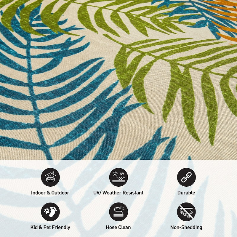 Floral Leaves Flatweave Indoor/Outdoor Area Rug