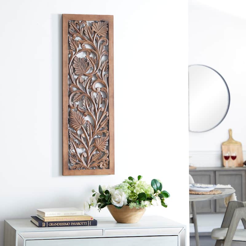 MDF Traditional Wall Decor Floral and botanical 36 x 12 x 1w - Brown - 12"W, 36"H