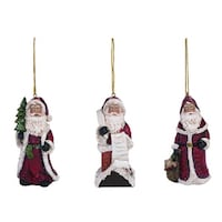 Transpac Resin 4 in. Red Christmas Traditional Santa Ornament Set of 3 ...