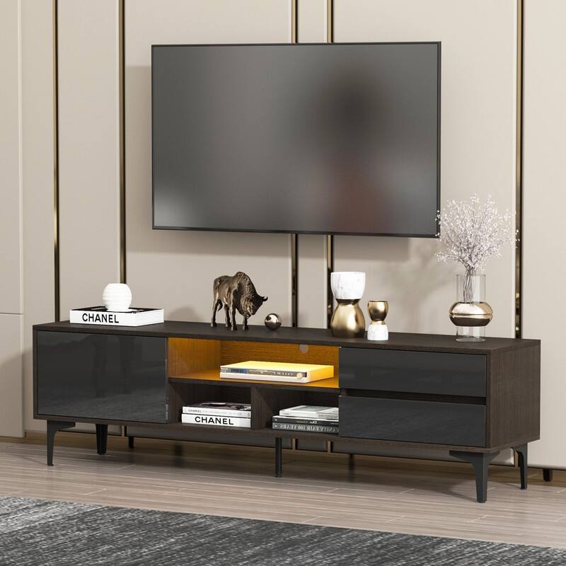 Modern TV Stand For TVs up to 65 Inches,TV Console with LED Remote Control Lights