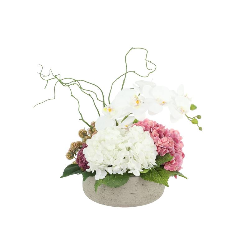 Modern Centerpiece with Orchids and Hydrangeas - 15