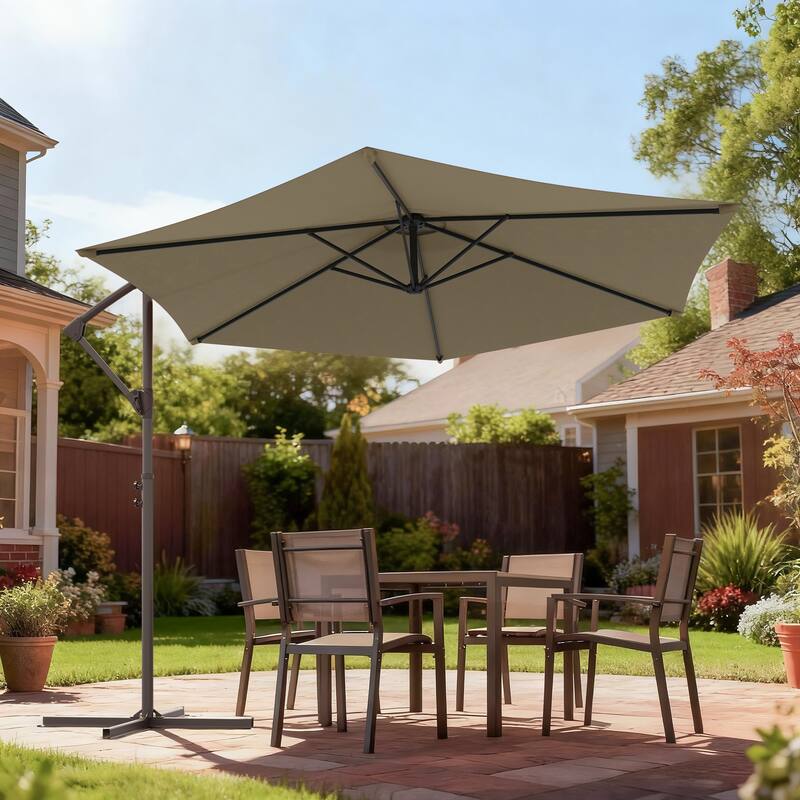 Sonkuki Outdoor 10FT Patio Offset umbrella for Garden - Taupe