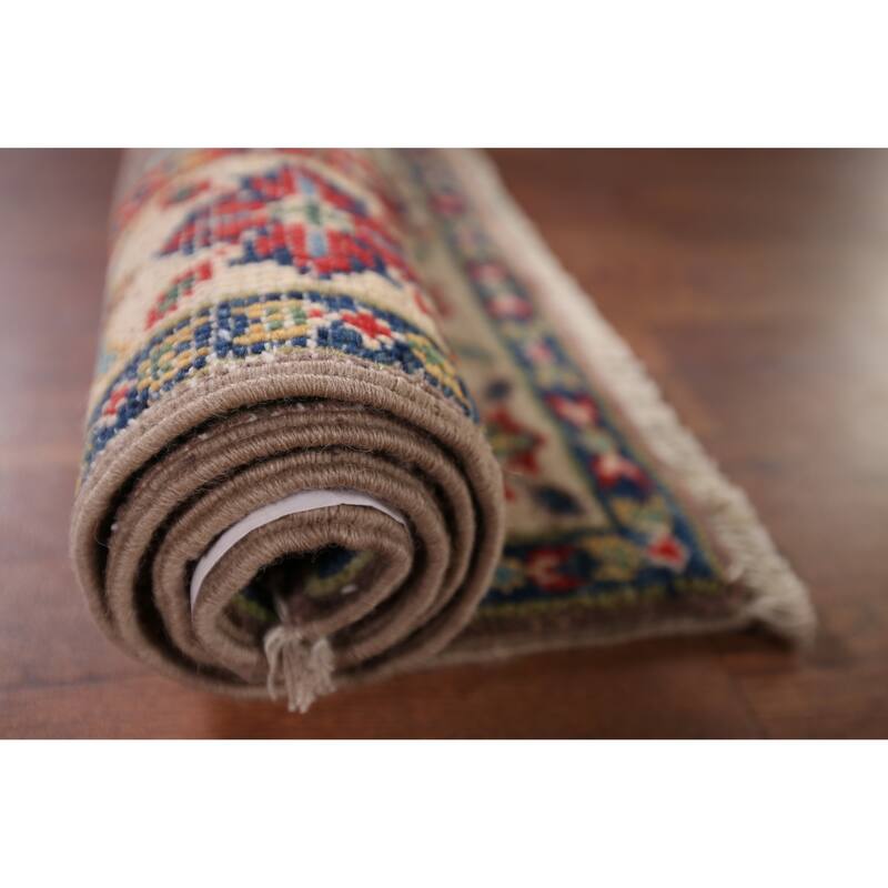 Traditional Kazak Oriental Foyer Rug Hand-Knotted Wool Carpet - 1'11" x 3'0"